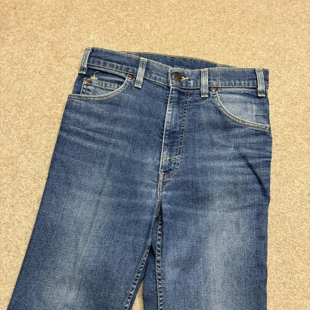Vtg 70s Levis Movin On Jeans 29x30 Blue Flare Bootcut Cowboy Denim Talon Zip USA